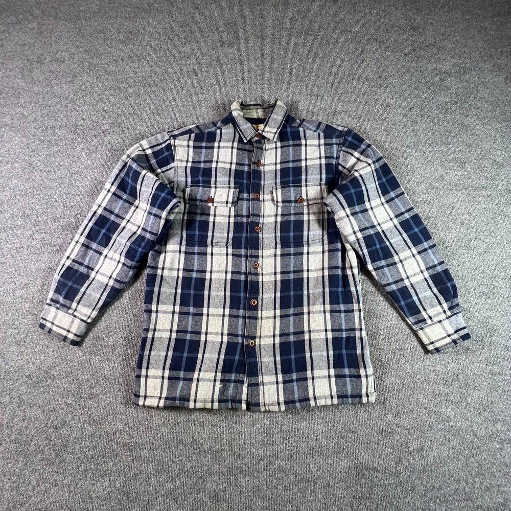 RedHead Shacket Jacket Men's S Blue Plaid Cotton Flannel Button-Up Fleece Lined